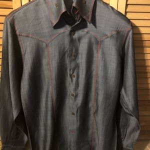 Mens Angelino high collar grey sports dress shirt